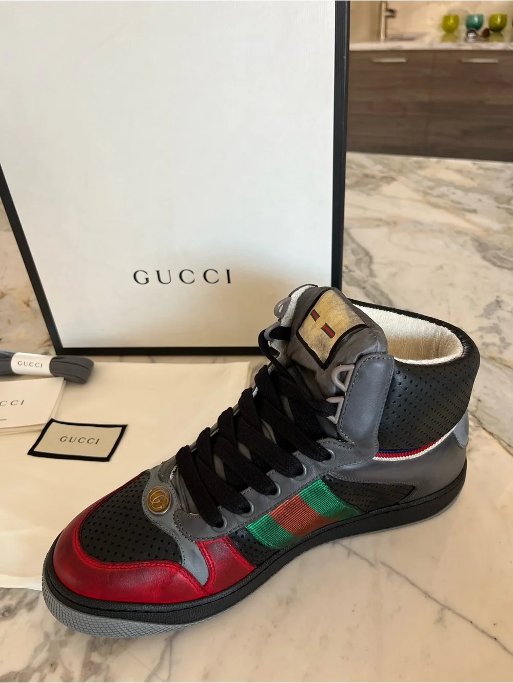 Gucci Screener High Top Men’s Sneaker.